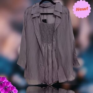 Women's Gray Blouse and Top Set